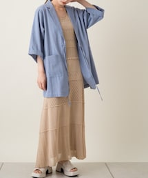 Kastane | ７分袖ひも付きコットンジャケット(テーラードジャケット)