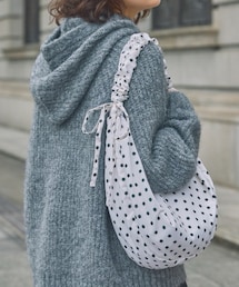 Unblend | 【Unblend】2WAY ドット柄 ハーフムーン ギャザー ハンドルバッグ / ショルダーバッグ(ショルダーバッグ)