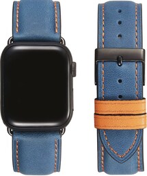 Apple Watch バンド | 49㎜本革 / ブルー&オレンジ(ファッション雑貨)