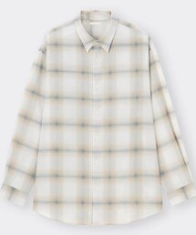 GU | シアーオーバーサイズシャツ(チェック)/M(シャツ/ブラウス)