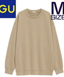 GU | ダブルフェイスビッグプルオーバー/カーキ/M(スウェット)
