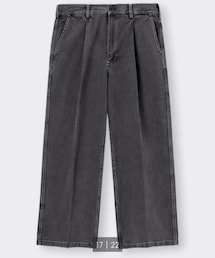 GU | デニムバギースラックス(丈標準)／S(デニムパンツ)