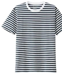 無印良品 | インド綿 天竺編みボーダー(DNV)/L(Tシャツ/カットソー)