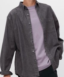UNIQLO | デニムシャツ(ボタンダウン)GY／L(シャツ/ブラウス)