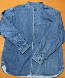 UNIQLO | デニムオーバーサイズスタンドカラーシャツ/L(シャツ/ブラウス)