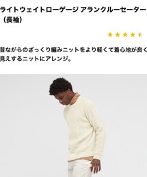 UNIQLO | ライトウェイトローゲージアランクルーネック/M(ニット/セーター)