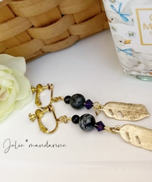 Handmade | ネイビー＆ゴールドのパーツを使用したハンドメイドイヤリング(イヤリング)