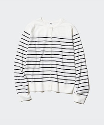 UNIQLO | UVカットボーダークルーネックカーディガン　/S(トップス)