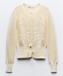 ZARA | ロマンティック ポインテールニット カーディガン エクリュ 0/9874/003/712/01(カーディガン/ボレロ)