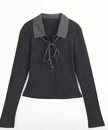 SHEIN | ポロカラーロングスリーブニット(ニット/セーター)