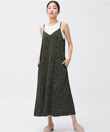 GU | ドットプリントサテンキャミソールワンピース(ワンピース)