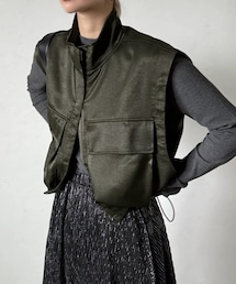 CFT.】high neck drost short vest/khaki
