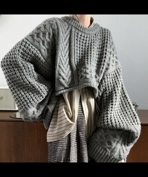 CFT. | sloth short aran knit/greengrey(ニット/セーター)