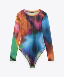 ZARA | プリントチュールボディスーツ(トップス)