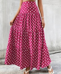 SHEIN | ドットプリント ティアードマキシスカート(スカート)
