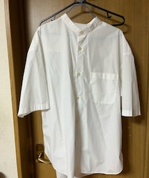 GU | GU バンドカラーシャツ　半袖　ホワイト(シャツ/ブラウス)