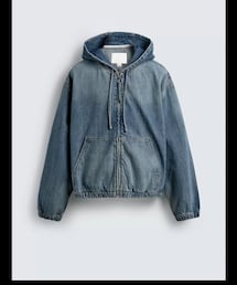 ZARA | ZARA ウォッシュドフード付きジャケット　ミディアムブルー(デニムジャケット)