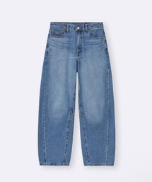 GU | バレルレッグジーンズ〔丈標準71.0〜75.0cm〕（65BLUE WOMEN M）(デニムパンツ)