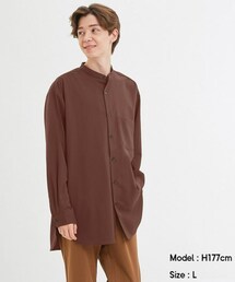 GU | オーバーサイズスタンドカラーシャツ(長袖)(シャツ/ブラウス)
