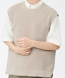 GU | ウォッシャブルリラックスフィット畦ニットベスト ¥1690(ベスト)