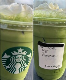 おやつ | スタバ 抹茶ティーラテ アイス 【ホイップ➕はちみつ➕エクストラパウダー】お気に入りの組み合わせ♡(その他)