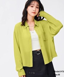 GU | シアークロップドシャツ【長袖】Q(シャツ/ブラウス)