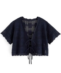 GRL | 透かし編みチェックリボンニットボレロ【an1328】(カーディガン/ボレロ)