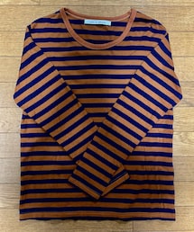 sabbatum | 古着で見つけた。茶×紫？ボーダー。日本製、綿100%(Tシャツ/カットソー)