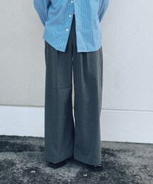 UNIQLO C | タックワイドパンツ/ストライプ(スラックス)