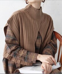 k.growth | 前後2wayスクエアスリットワイドリブハイネックニットベスト(ベスト)