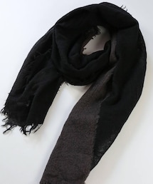 Yohji Yamamoto POUR HOMME | ニードルパンチウールガーゼ　バイカラー大判ストール　グレー(マフラー)