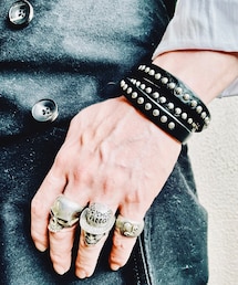 J&M Davidson | レザー＆スタッズ3連バングル(バングル/リストバンド)