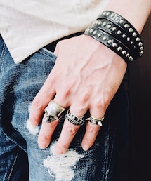 J&M Davidson | スタッズ＆レザーバングル(バングル/リストバンド)