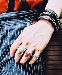 J&M Davidson | スタッズ＆レザーバングル(バングル/リストバンド)