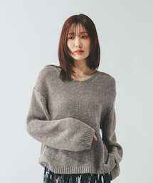 GLOBAL WORK | リネンコットンMIXVネックプルオーバー長袖/636123(ニット/セーター)