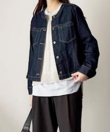 ikka | 【雑誌InRed4月号掲載】ストレッチデニムノーカラーシャウター【親子コーデ】(デニムジャケット)