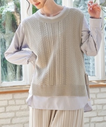 ikka | 【2点セット】ニットベストブラウスセット(Tシャツ/カットソー)