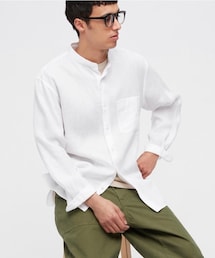 UNIQLO | プレミアムリネンスタンドカラーシャツXL(シャツ/ブラウス)