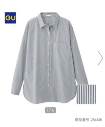 GU | ストライプオーバーサイズシャツ(シャツ/ブラウス)