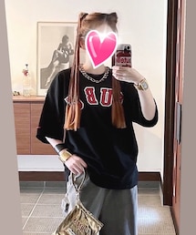 FUBU | FUBU フブ ブランド カレッジ ロゴ ワッペン 刺繍 アメカジ 半袖 Tシャツ ティーシャツ(Tシャツ/カットソー)