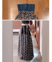 花柄パンツ | リブニット＋ベルト通し♡リメイクして超ロング丈に🙆‍♀️(パンツ)