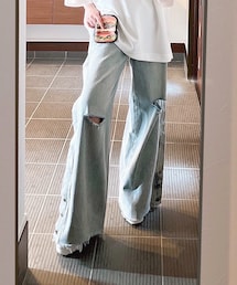 WESTBOY | ルーズバギーウォッシュドダメージデニムパンツWO23S3PT06【WB ORIGINALS】【2023SS】(デニムパンツ)