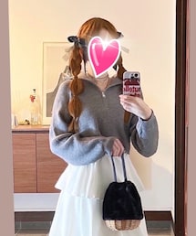 SpRay | 畦クロップドハーフジップニット(ニット/セーター)