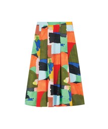 AIGLE | すっきりとしたシルエットのワイドプリーツ グラフィックスカート(スカート)