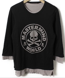 mastermind JAPAN | 黒×グレー/重ねレイヤード七分Tee(Tシャツ/カットソー)
