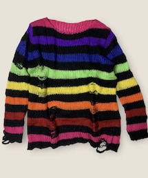 used | 古着マルチカラーダメージニット(ニット/セーター)