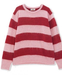 PEEL&LIFT | ピンク×赤　ボーダーモヘアニット(ニット/セーター)