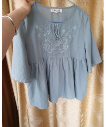 Sugar spoon | 带刺绣中袖娃娃衫衬衣(シャツ/ブラウス)