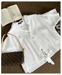 no brand | 中袖落肩衬衫(シャツ/ブラウス)