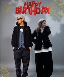 トッシーありがとう😆 | トッシーとは完全に姉と弟……いや🤔前世は双子だったのか⁉️ってくらい考え方も含めて色んな部分が似てるよね😁✨胃が弱い所も同じだね🤣自分でもお気に入りのコーデに姉さんのこんな素敵な追いコでのコラ画が何よりの誕生日プレゼントになったよ🥰🎵本当にいつも色々とありがとうだものぉ〜🙌✨(その他)